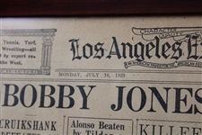 1923 'Bobby Jones Wins Open Title' Los Angeles Examiner Sports Newspaper Page - July 16th