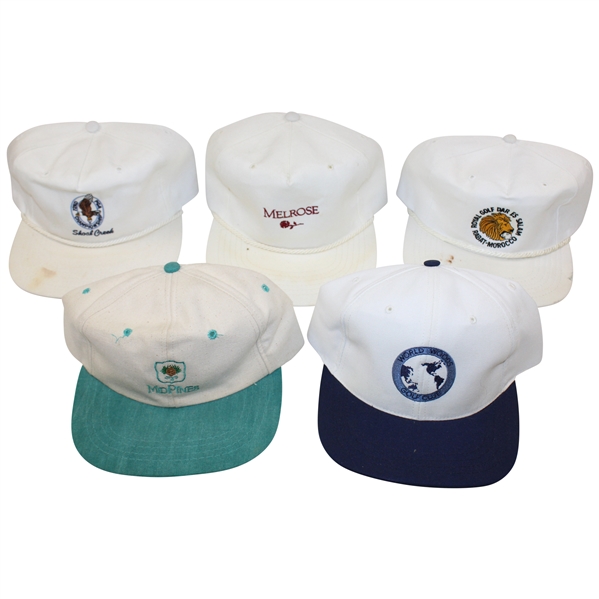 Five (5) Golf Hats - Shoal Creek, Melrose, World Woods, MidPines & Rabat-Morocco