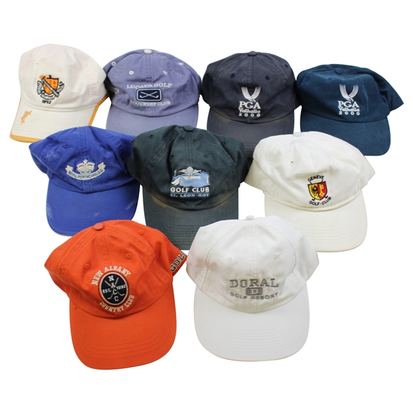 Nine (9) Golf Hats - Valhalla, New Albany, Doral, Geneve, Royal Porthcrawl & others