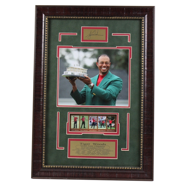 Tiger Woods Grand Slam Champion  Display w/Nameplates, Sequence & Photo - Framed