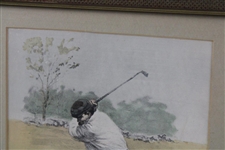 Golfer About to Hit Golf Ball A.B. Frost Presentation Print - Framed