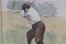 Golfer About to Hit Golf Ball A.B. Frost Presentation Print - Framed