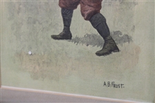 Golfer About to Hit Golf Ball A.B. Frost Presentation Print - Framed