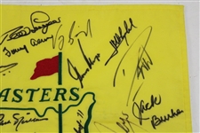 Nicklaus, Mickelson, Sheffler & 25 other Masters Champions Signed Undated Flag JSA ALOA