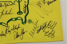 Nicklaus, Mickelson, Sheffler & 25 other Masters Champions Signed Undated Flag JSA ALOA