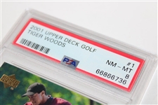 Tiger Woods 2001 Upper Deck Rookie Card PSA Near-Mint 8 #66866736