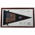 Nicklaus, Palmer, Player & 2 Others Signed 2002 Senior US Open Pennant Presentation - Framed