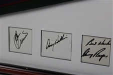 Nicklaus, Palmer, Player & 2 Others Signed 2002 Senior US Open Pennant Presentation - Framed