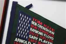 Nicklaus, Palmer, Player & 2 Others Signed 2002 Senior US Open Pennant Presentation - Framed
