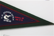 Nicklaus, Palmer, Player & 2 Others Signed 2002 Senior US Open Pennant Presentation - Framed