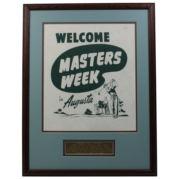 Circa 1950-60s Welcome Masters Week In Augusta Broadside - Framed
