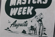 Circa 1950-60's 'Welcome Masters Week In Augusta' Broadside - Framed