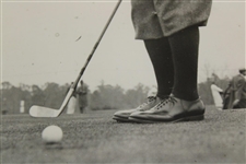 1934 Bobby Jones Putting with Calamity Jane at First Masters PSA Type 1 Photo