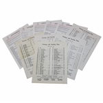 Ten (10) Different Masters Tournament Pairing Sheets - 1972-99 with 1997 Sunday Round