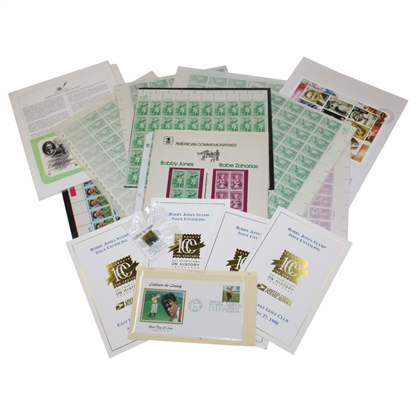 Bobby Jones 1998 Stamp Unveiling Packets w/Cachets & Stamp Sheets of Jones, Ouimet & Babes