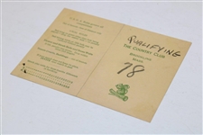 1928 The Country Club (Brookline) Qualifying Scorecard