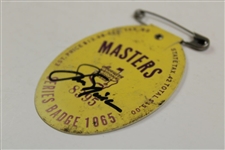Jack Nicklaus Signed 1965 Masters SERIES Badge #8395 JSA ALOA