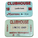 1990 & 1996 Masters Tournament Clubhouse Badges - Mrs. Lynette Coody
