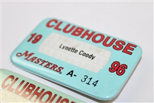 1990 & 1996 Masters Tournament Clubhouse Badges - Mrs. Lynette Coody