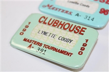 1990 & 1996 Masters Tournament Clubhouse Badges - Mrs. Lynette Coody
