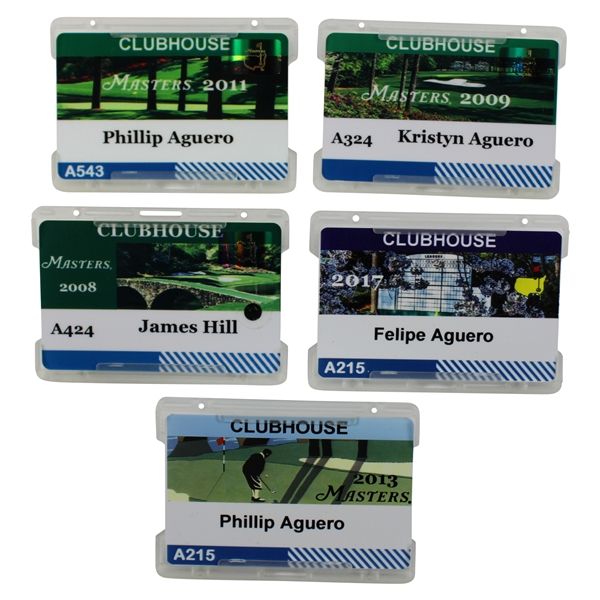 2008, 2009, 2011, 2013 & 2017 Masters Tournament Clubhouse Badges