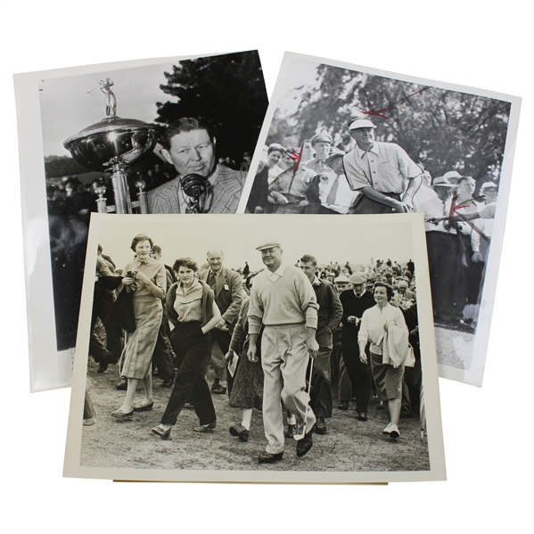 Three (3) Assorted Playing Career Wire Photo Of Byron Nelson