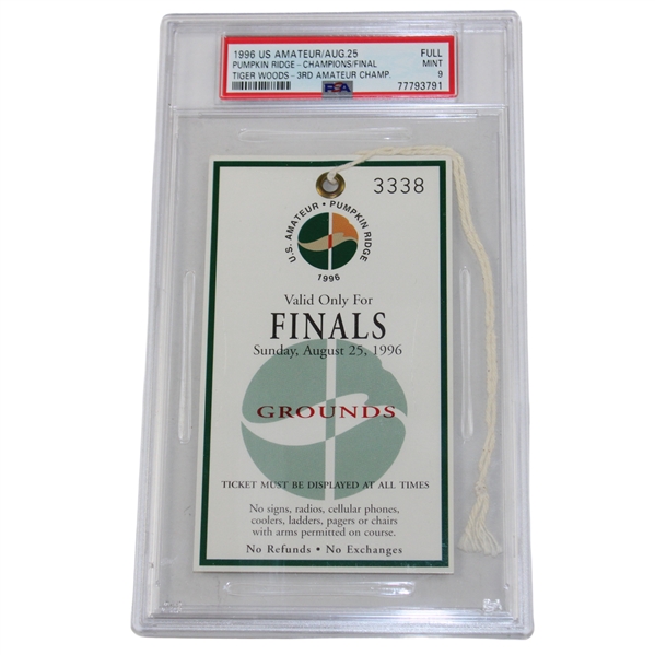 1996 US Amateur Tigers 3rd Am Champ. Final Rd Sunday Grounds Ticket #3338 PSA MINT 9