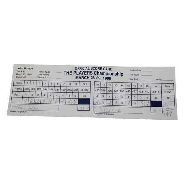 Tom Watson & John Huston Signed 1998 The Players Championship Official Scorecard