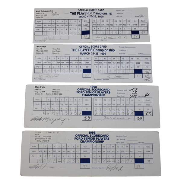 Irwin/Leonard/Calc/Murphy/Sutton/Duval/Floyd/Nelson Signed 1998 The Players Scorecards