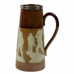 Doulton Lambeth England Golf Stein w/Sterling Rim