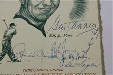Bobby Jones, Ouimet, Horton Smith, Hogan, Babe & others Signed 1955 Metropolitan Golf Writers Menu JSA ALOA