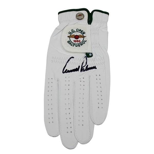 Arnold Palmer Signed 1993 US Open at Baltusrol Logo LH White Golf Glove JSA ALOA