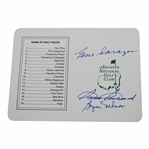Gene Sarazen, Sam Snead & Byron Nelson Signed Augusta National GC Scorecard JSA ALOA