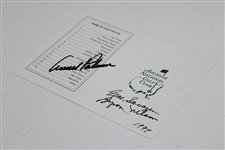 Arnold Palmer, Gene Sarazen & Byron Nelson Signed Augusta National GC Scorecard JSA ALOA