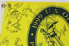 Champion Payne Stewart, Tiger Woods & Field Signed 1999 US Open at Pinehurst Flag JSA ALOA