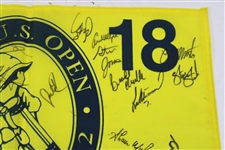 Champion Payne Stewart, Tiger Woods & Field Signed 1999 US Open at Pinehurst Flag JSA ALOA