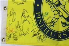 Champion Payne Stewart, Tiger Woods & Field Signed 1999 US Open at Pinehurst Flag JSA ALOA