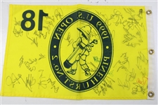 Champion Payne Stewart, Tiger Woods & Field Signed 1999 US Open at Pinehurst Flag JSA ALOA