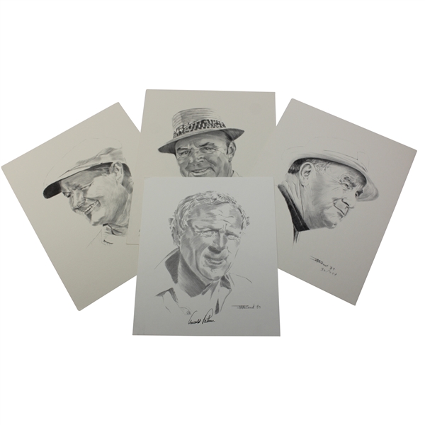 Arnold Palmer Signed Van Zandt Print w/Nelson/Snead/Sarazen Van Zandt Prints JSA ALOA