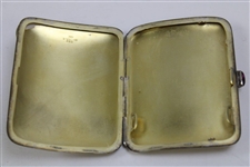 c.1904 Enameled Crossed Golf Clubs Sterling Silver Cigarette Case w/'CL' on Reverse
