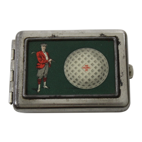 The Colonel 31 Golf Ball & Red Coat Golfer Match Safe with Striker & Matches