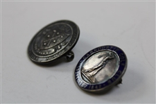 Two (2) Carnoustie Sterling Silver Bruntsfield Links GS Members Pins