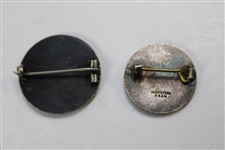 Two (2) Carnoustie Sterling Silver Bruntsfield Links GS Members Pins