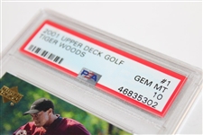Tiger Woods 2001 Upper Deck Golf Golf Card #1 PSA GEM MT 10