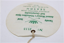1962 Women's Titleholders Open Season Pass at Augusta CC Ticket #2115 - Mickey Wright Win