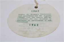 1962 Women's Titleholders Open Season Pass at Augusta CC Ticket #2115 - Mickey Wright Win