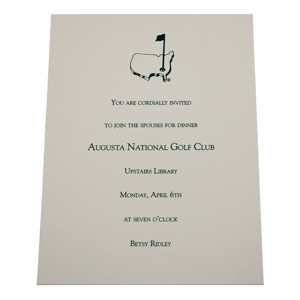 2009 Augusta National Golf Club Spouses Dinner Invitation - April 6th