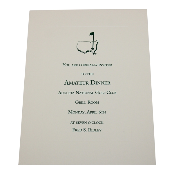 2009 Augusta National Golf Club Amateur Dinner Invitation - April 6th