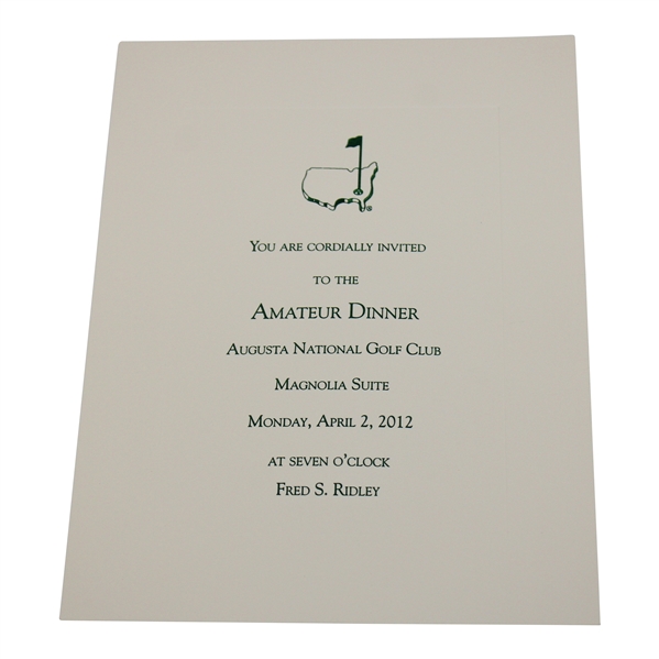 2012 Augusta National Golf Club Amateur Dinner Invitation - April 2nd