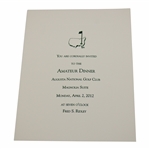 2012 Augusta National Golf Club Amateur Dinner Invitation - April 2nd